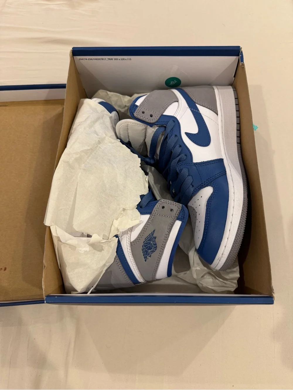 Nike Air Jordan 1 High White Blue Gray - Picture 8 of 9